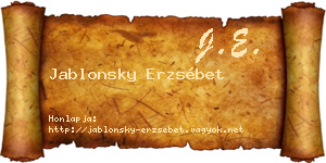 Jablonsky Erzsébet névjegykártya